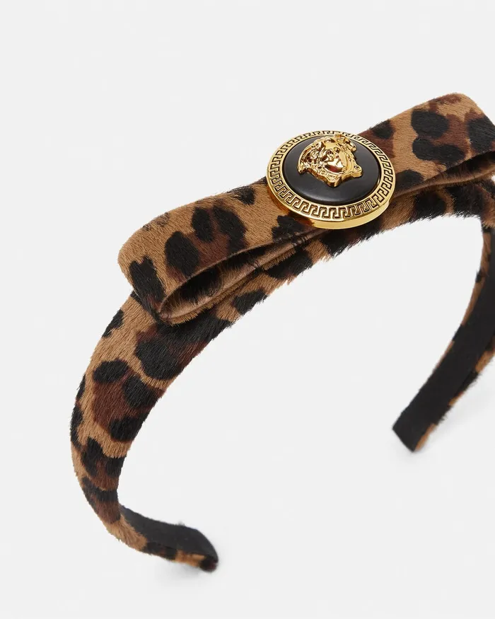 Versace Hair Accessories Women Leopard Gianni Ribbon Headband Animalier