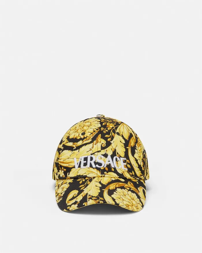 Versace Hats and Caps WomenMen Barocco Logo Baseball Cap Blackprint