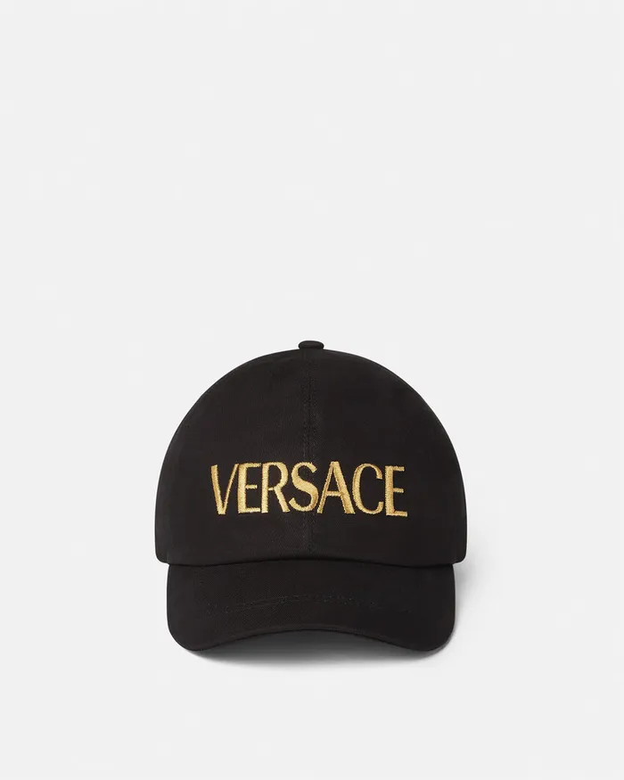 Versace Hats and Caps WomenMen Embroidered Logo Cap Blackgold