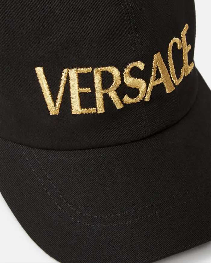 Versace Hats and Caps WomenMen Embroidered Logo Cap Blackgold
