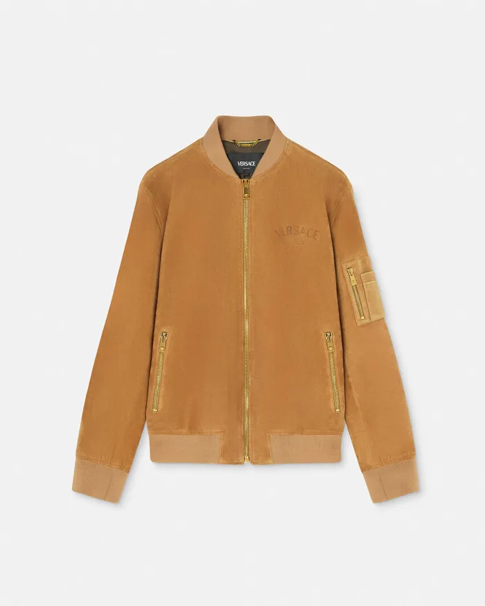 Versace Jackets and Coats Men Suede Bomber Jacket Brown