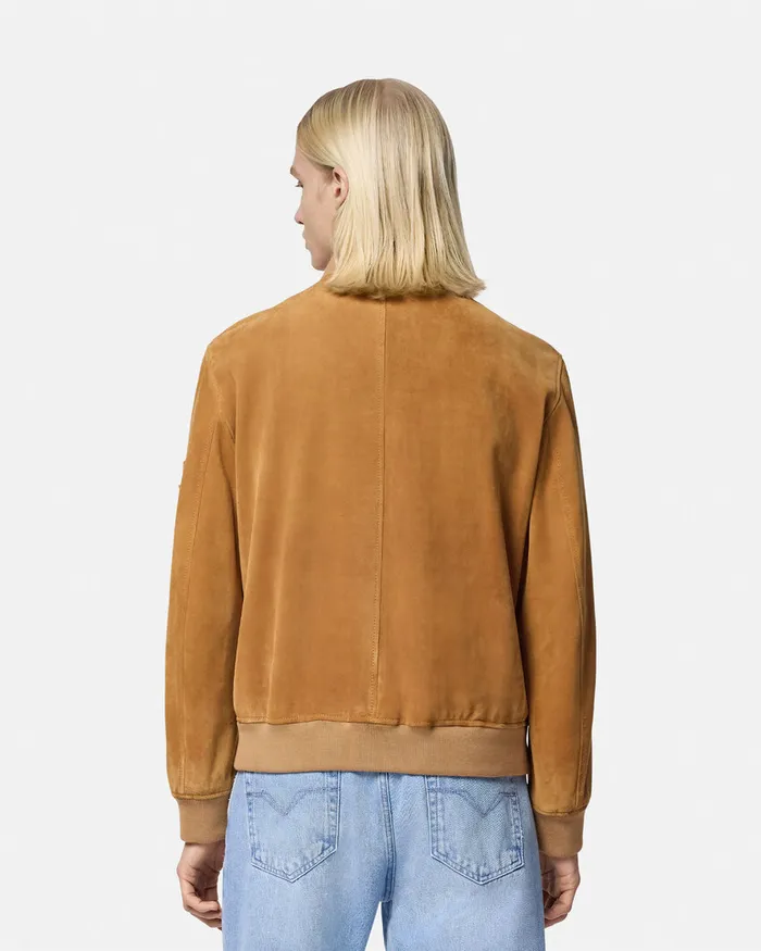 Versace Jackets and Coats Men Suede Bomber Jacket Brown