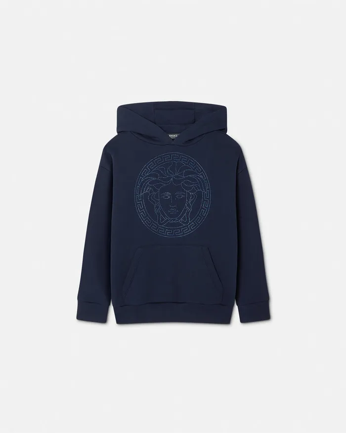 Versace Knitwear and Sweatshirts Kids Crystal Medusa Hoodie Blue