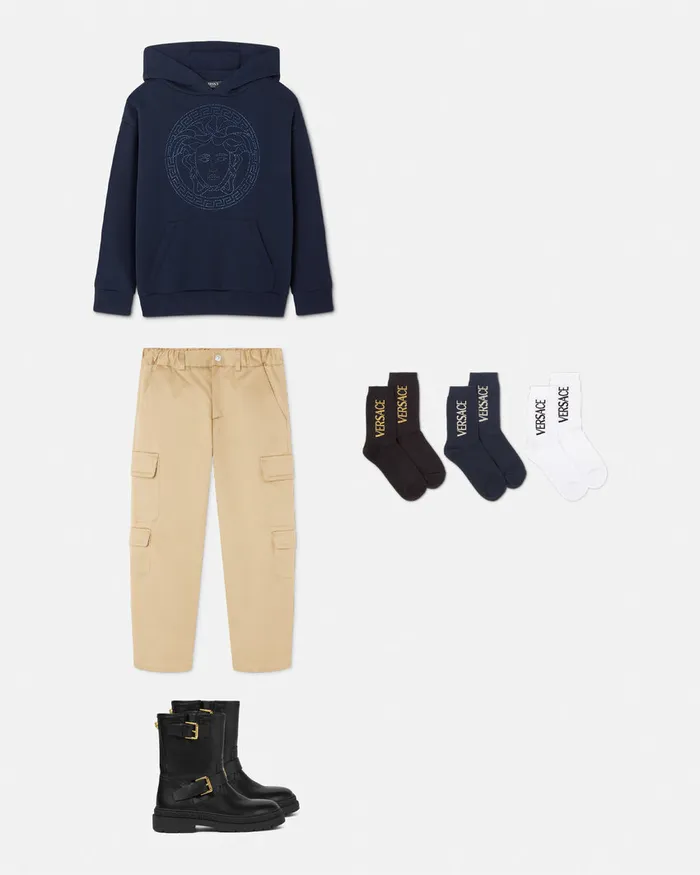 Versace Knitwear and Sweatshirts Kids Crystal Medusa Hoodie Blue