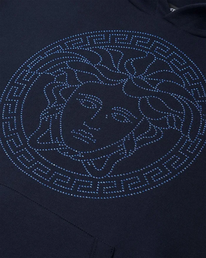 Versace Knitwear and Sweatshirts Kids Crystal Medusa Hoodie Blue