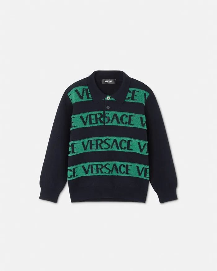 Versace Knitwear and Sweatshirts Kids Logo Towel Jumper Blackgreen