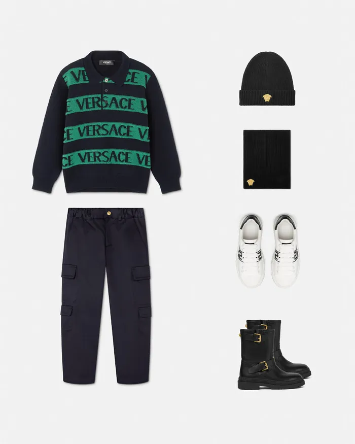 Versace Knitwear and Sweatshirts Kids Logo Towel Jumper Blackgreen