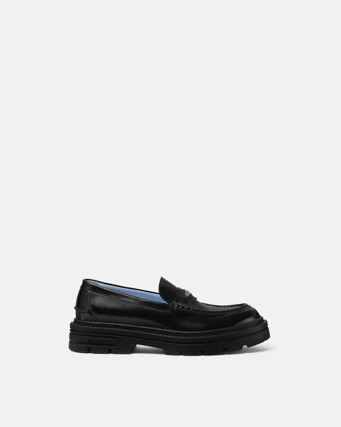Versace Loafers and Slippers Men Adriano Loafers Blacksilver