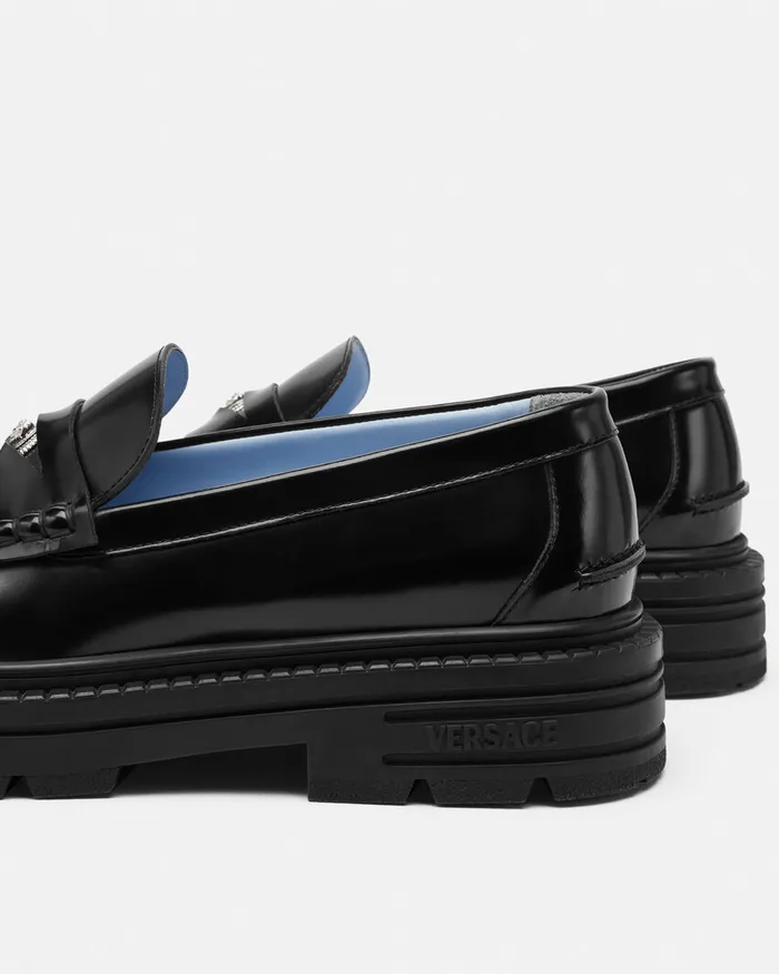 Versace Loafers and Slippers Men Adriano Loafers Blacksilver
