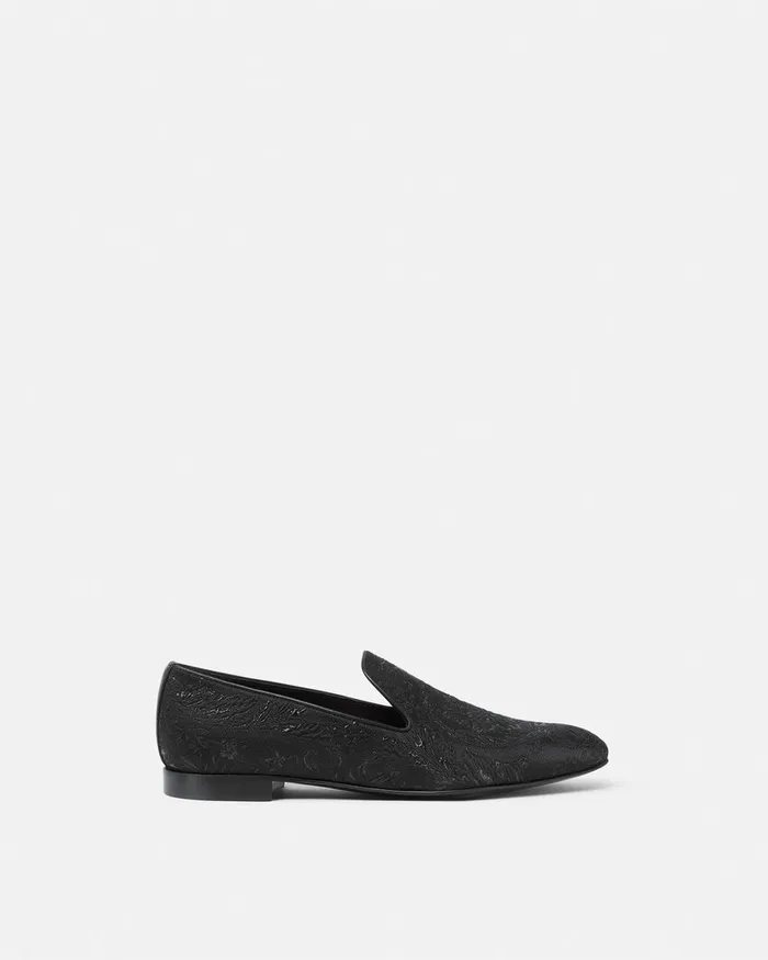 Versace Loafers and Slippers Men Barocco Jacquard Slippers Blacksilver