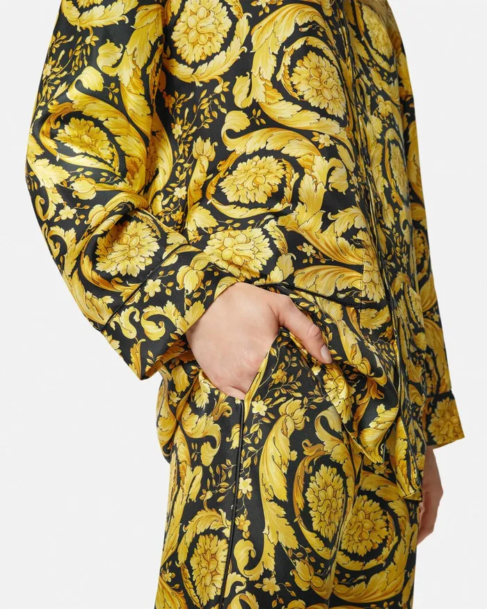 Versace Loungewear and Pajamas Women Barocco Print Silk Pyjama Bottoms Blackprint