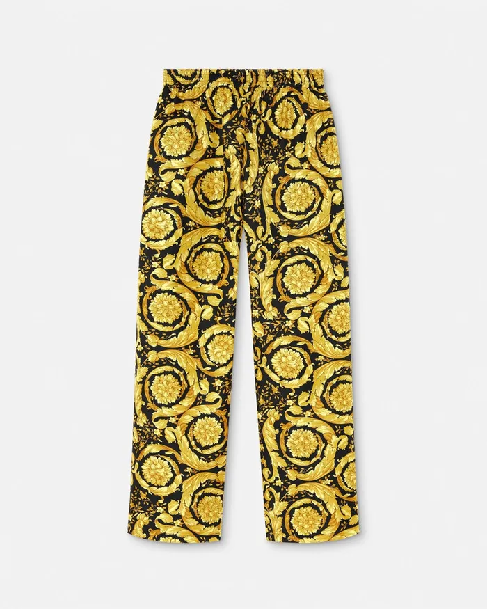 Versace Loungewear and Pajamas Women Barocco Print Silk Pyjama Bottoms Blackprint