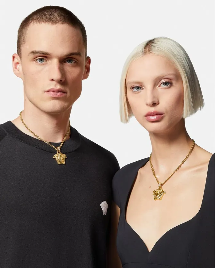 Versace Necklaces WomenMen Crystal La Medusa Necklace Gold