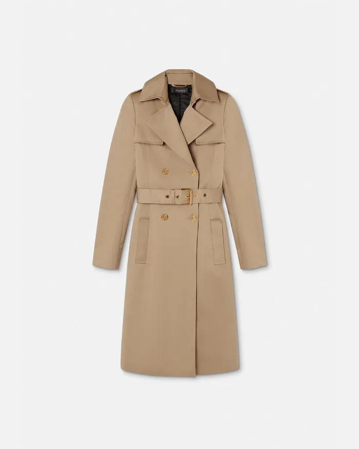 Versace Outerwear and Coats Women Gabardine Trench Coat Beige