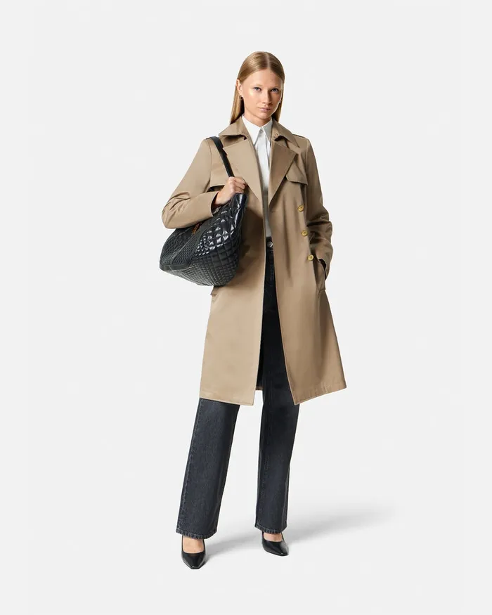 Versace Outerwear and Coats Women Gabardine Trench Coat Beige