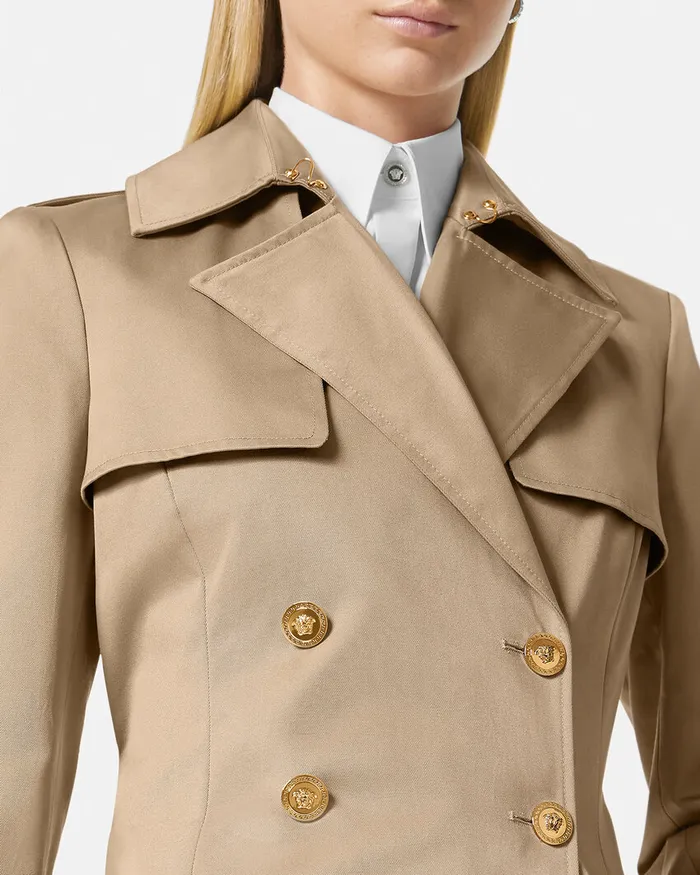 Versace Outerwear and Coats Women Gabardine Trench Coat Beige
