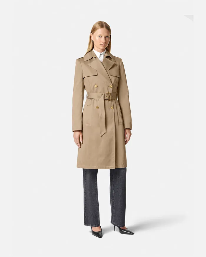 Versace Outerwear and Coats Women Gabardine Trench Coat Beige
