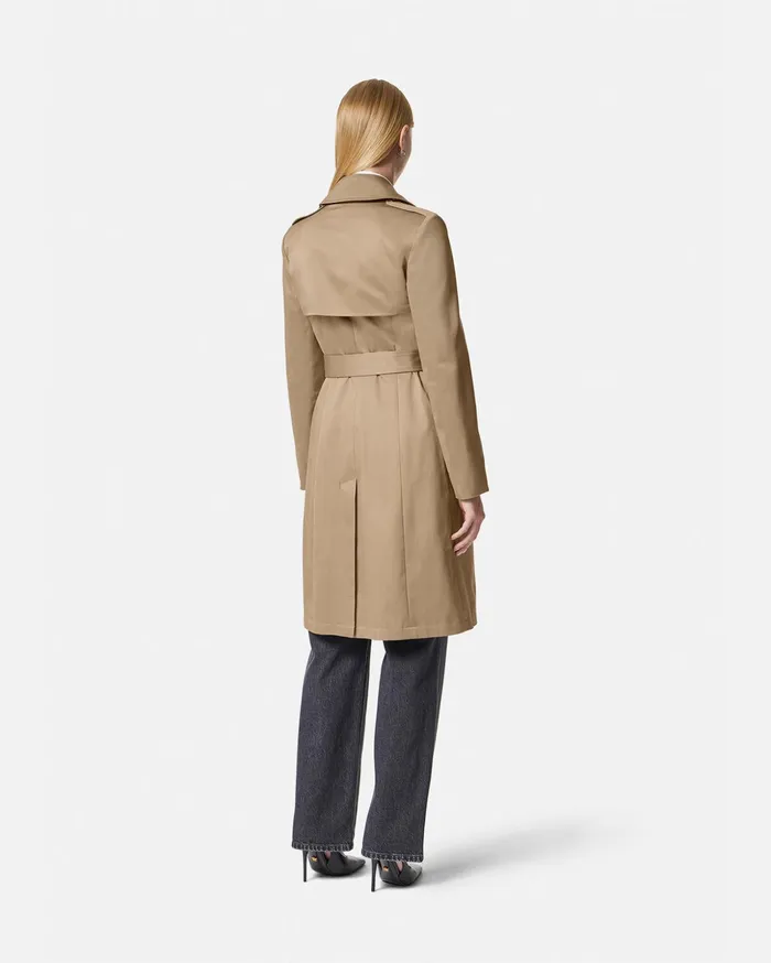 Versace Outerwear and Coats Women Gabardine Trench Coat Beige