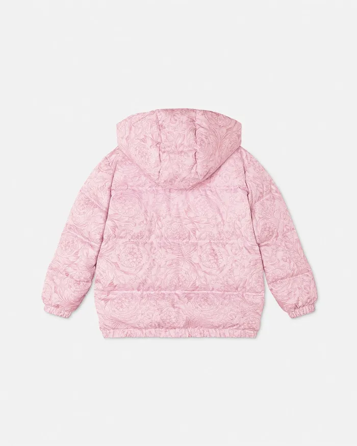 Versace Outerwear and Jackets Kids Barocco Puffer Jacket Pinkprint