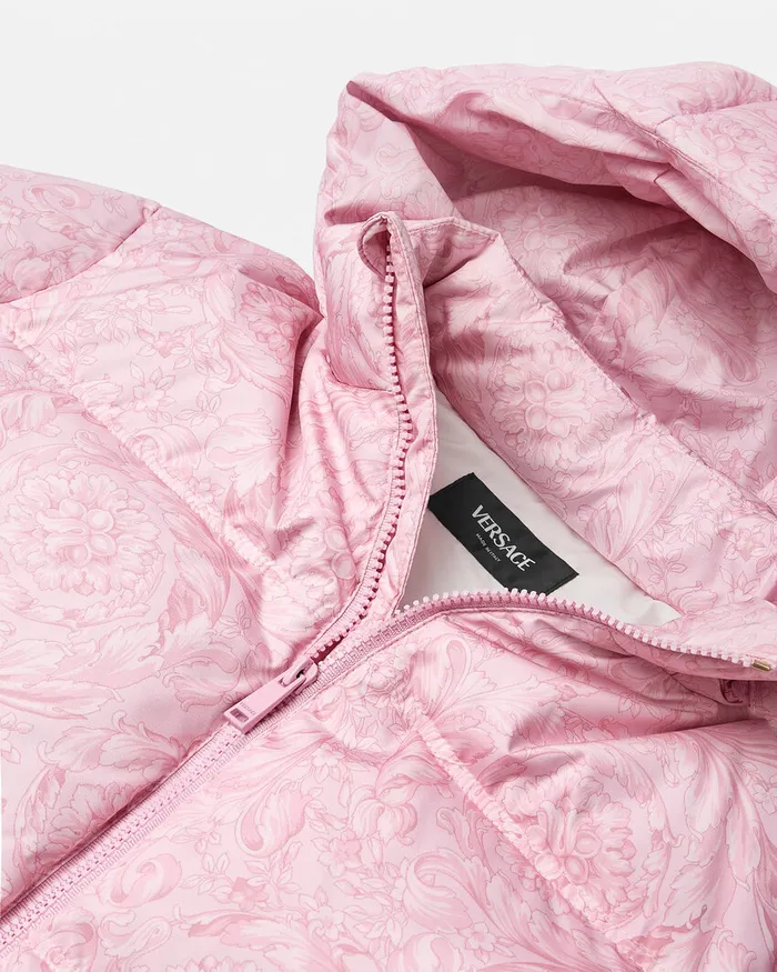 Versace Outerwear and Jackets Kids Barocco Puffer Jacket Pinkprint