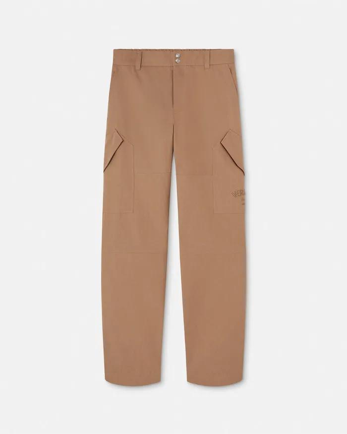 Versace Pants and Shorts Men Milano Stamp Cargo Pants Beige