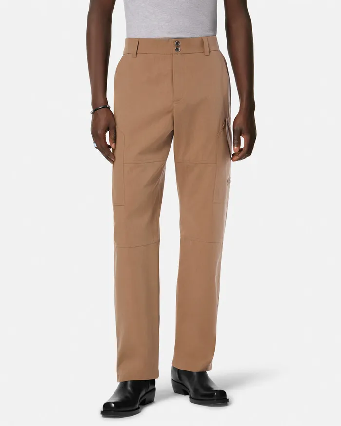 Versace Pants and Shorts Men Milano Stamp Cargo Pants Beige
