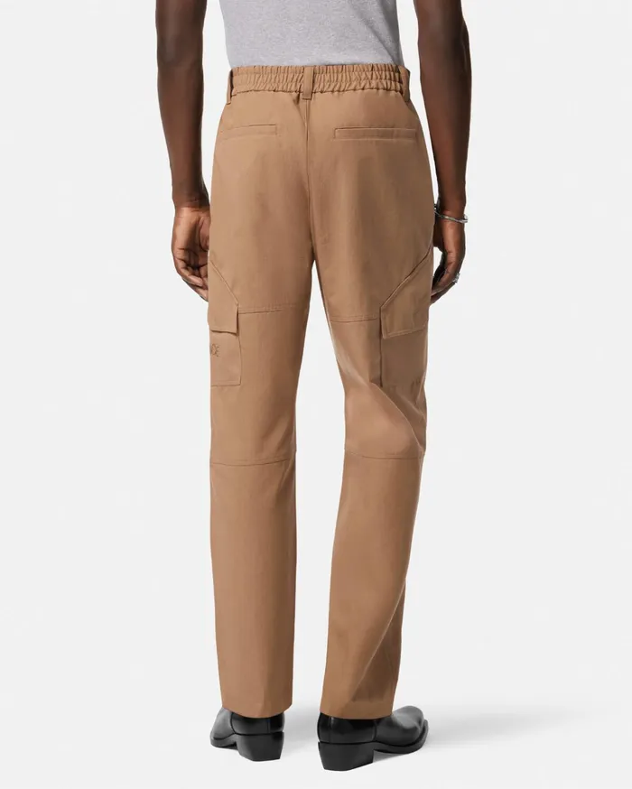 Versace Pants and Shorts Men Milano Stamp Cargo Pants Beige