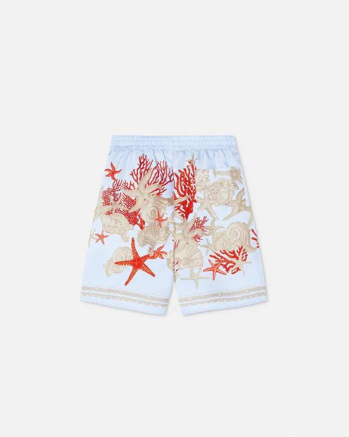 Versace Pants Kids Barocco Sea Silk Shorts Blueprint