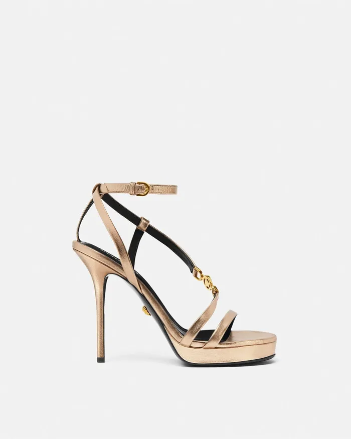 Versace Sandals Women Medusa 03995 Metallic Sandals 115 Mm Gold