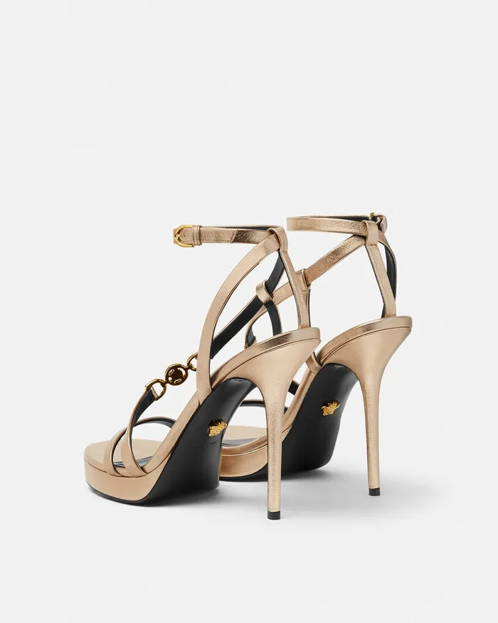 Versace Sandals Women Medusa 03995 Metallic Sandals 115 Mm Gold