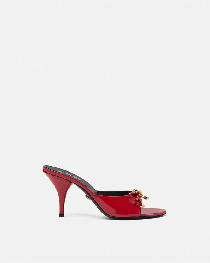Versace Sandals Women Opera Bow Patent Mules 85 Mm Red