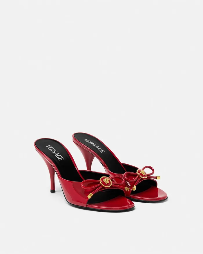 Versace Sandals Women Opera Bow Patent Mules 85 Mm Red
