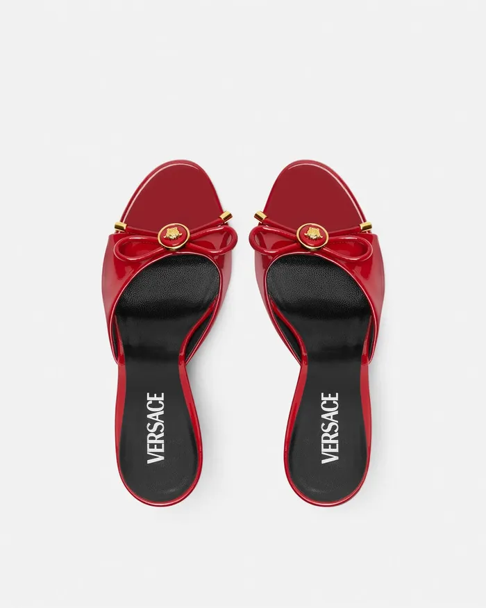 Versace Sandals Women Opera Bow Patent Mules 85 Mm Red