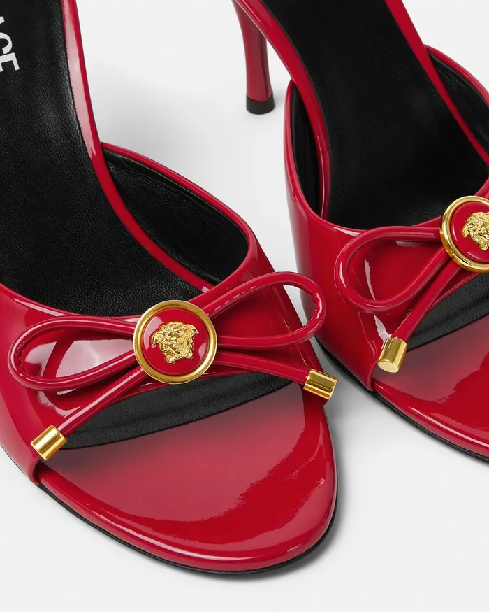 Versace Sandals Women Opera Bow Patent Mules 85 Mm Red