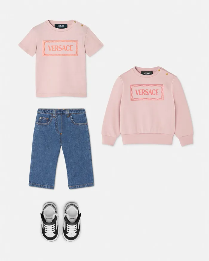 Versace Shirts and Tshirts Kids 90s Vintage Logo Baby TShirt Light Pink