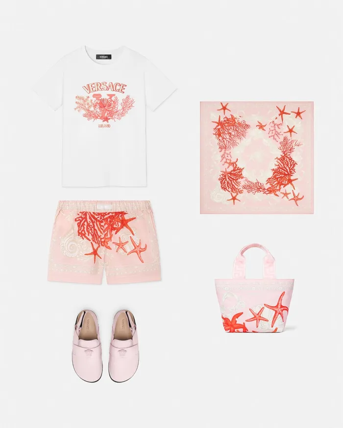 Versace Shirts and Tshirts Kids University Coral TShirt Light Pink