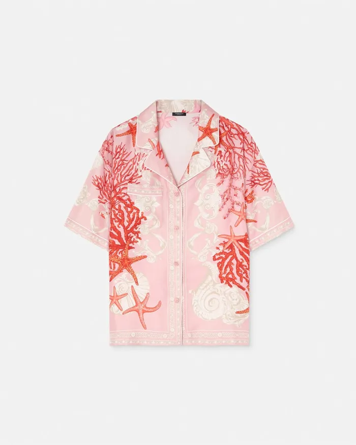 Versace Shirts and Tops Women Barocco Sea Silk Shirt Pinkprint