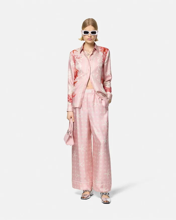 Versace Shirts and Tops Women Barocco Sea Silk Shirt Pinkprint