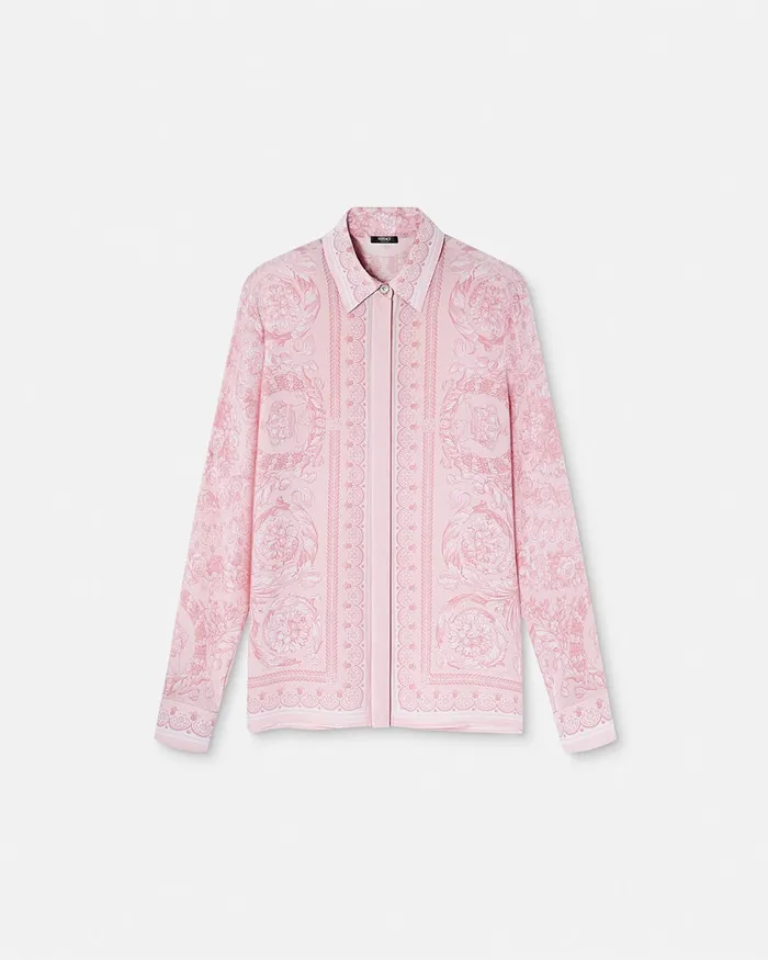 Versace Shirts and Tops Women Barocco Silk Shirt Pinkprint