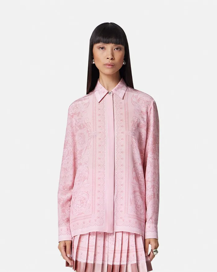 Versace Shirts and Tops Women Barocco Silk Shirt Pinkprint