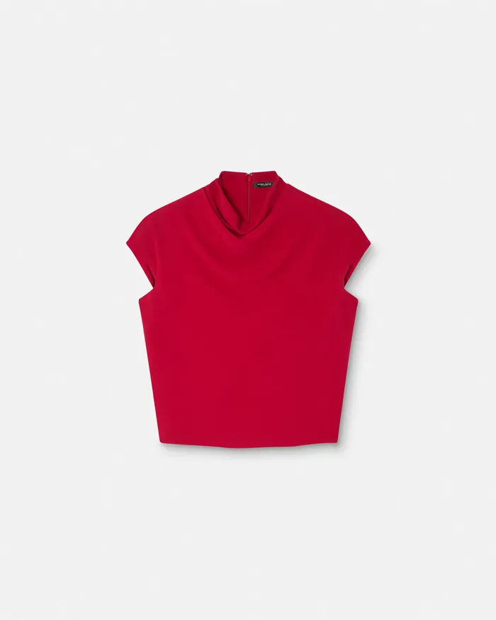 Versace Shirts and Tops Women Cady DrapedNeck Top Red