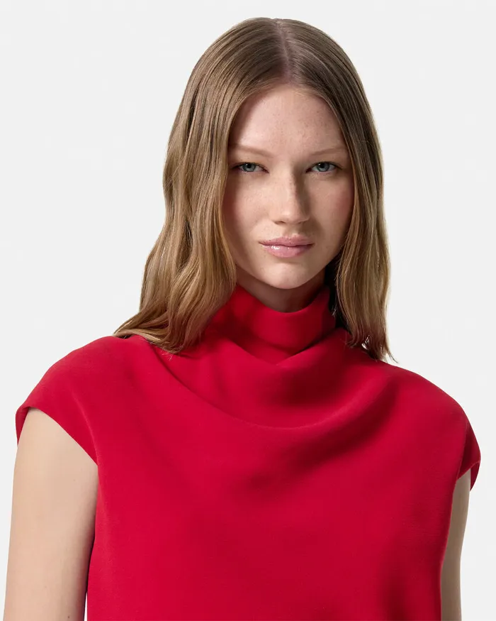 Versace Shirts and Tops Women Cady DrapedNeck Top Red