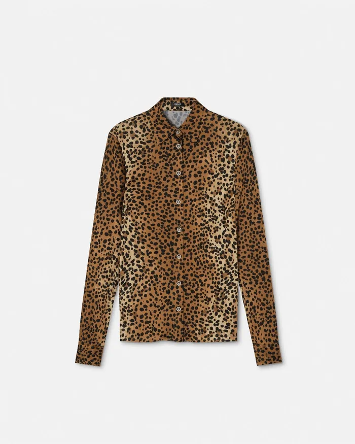 Versace Shirts and Tops Women Leopard Fitted Shirt Animalier