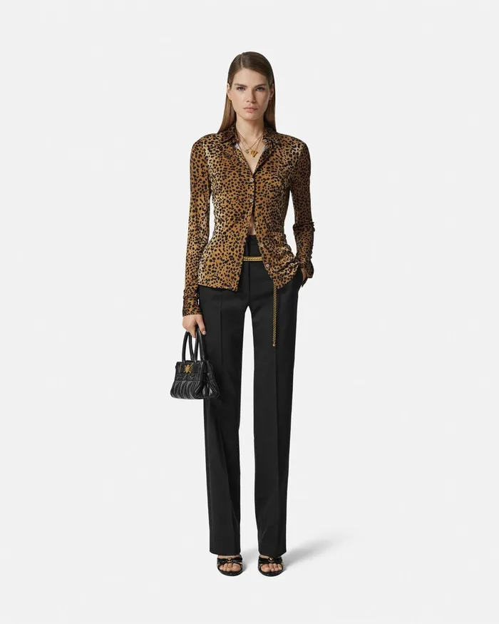 Versace Shirts and Tops Women Leopard Fitted Shirt Animalier