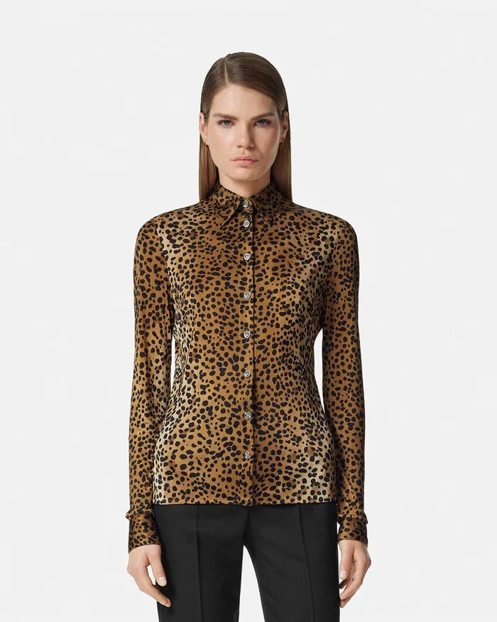 Versace Shirts and Tops Women Leopard Fitted Shirt Animalier