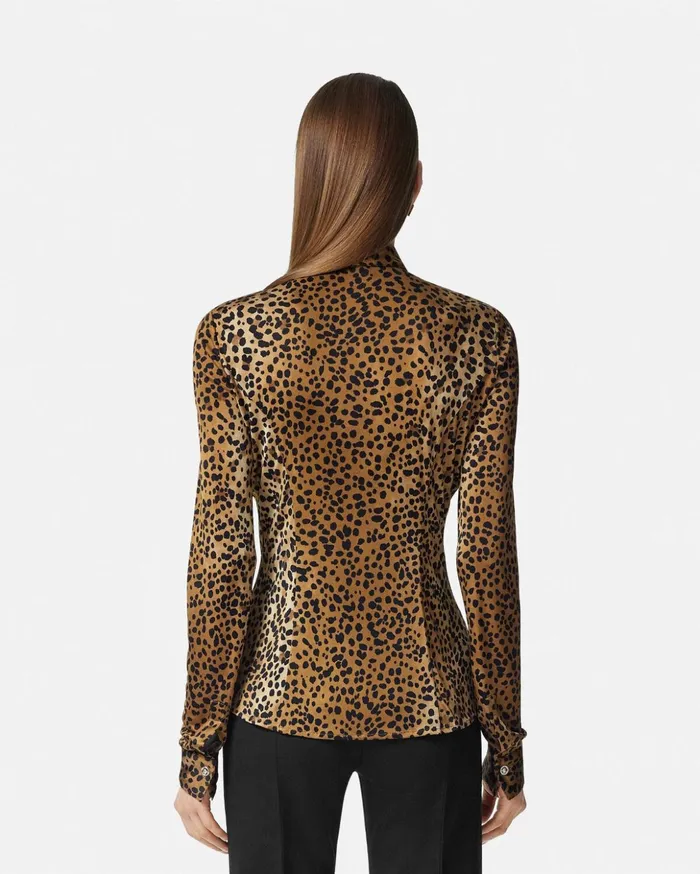 Versace Shirts and Tops Women Leopard Fitted Shirt Animalier