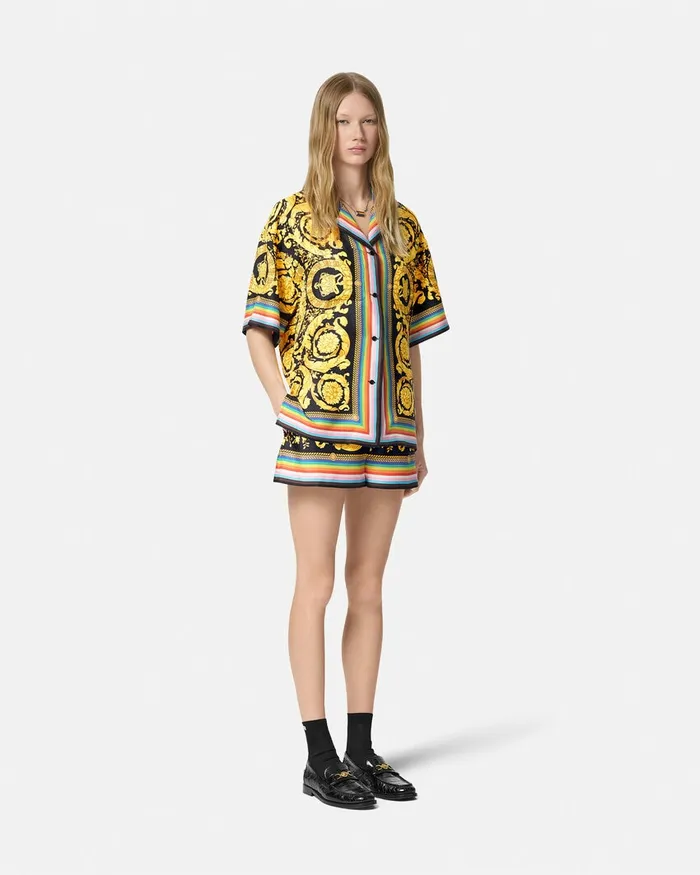 Versace Shirts and Tops Women Pride Barocco Silk Shirt Blackprint