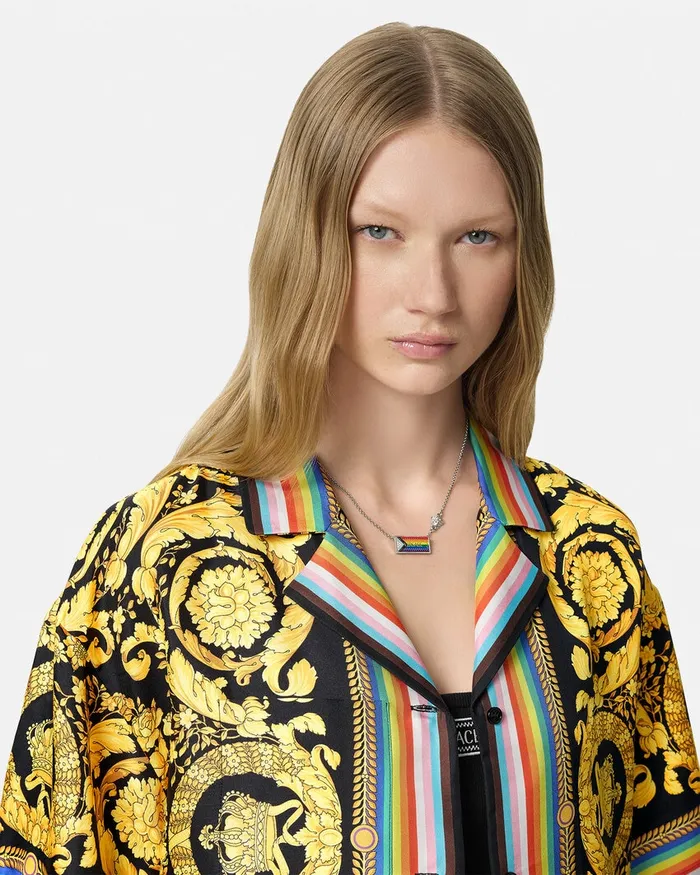 Versace Shirts and Tops Women Pride Barocco Silk Shirt Blackprint