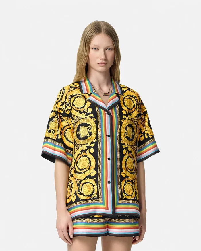 Versace Shirts and Tops Women Pride Barocco Silk Shirt Blackprint