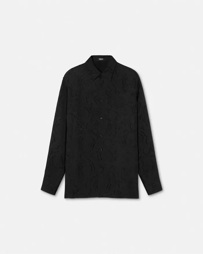 Versace Shirts Men Barocco Devor Shirt Black